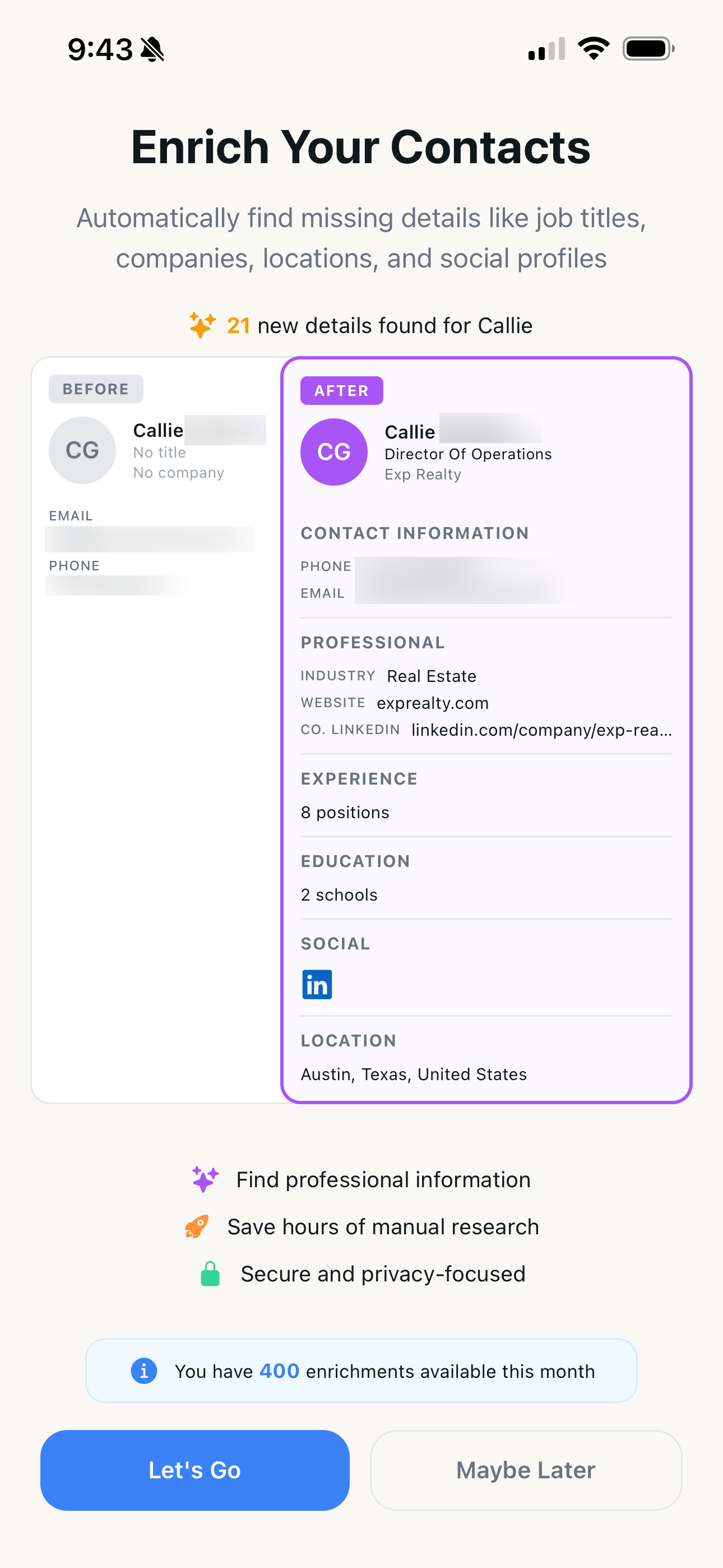 Every contact, automatically complete